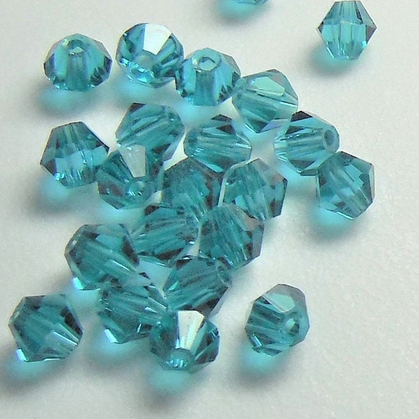 225+/- 4mm PEACOCK Blue Crystals Beads BICONES Teal Chinese Version of Indicolite or Zircon Diy Jewelry Making Supplies TB