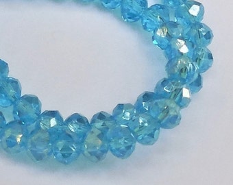 90+/- 6mm Blue Crystals Beads 4x6mm Sky DARK AQUA AB Rondelles Like 6x4mm Chinese Lt Turquoise Ab Diy Jewelry Making Supplies AAB1 Dark