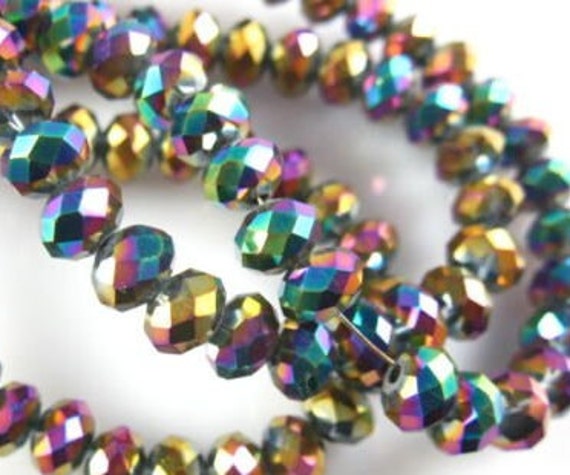 4x6mm Multicolor Glass Crystal Rondelle Beads