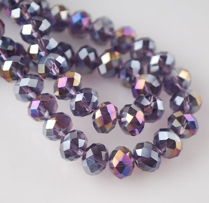 72/ 8mm Purple Crystals Beads 6x8mm DARK AB Crystal Etsy