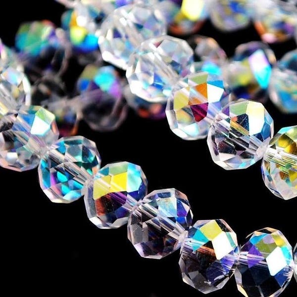 130+/- 4mm Crystal AB Beads 3x4mm CLEAR Ab Rondelles 4x3mm Transparent White RAINBOW Diy Jewelry Making Beading Supplies