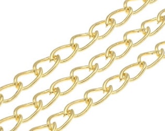 13ft (4m) 5x7mm Gold Curb Chain 20ga Large Twisted Oval UNSOLDERED Plated Lead & Nickel FREE Diy Jewelry Making Findings Supply Extension