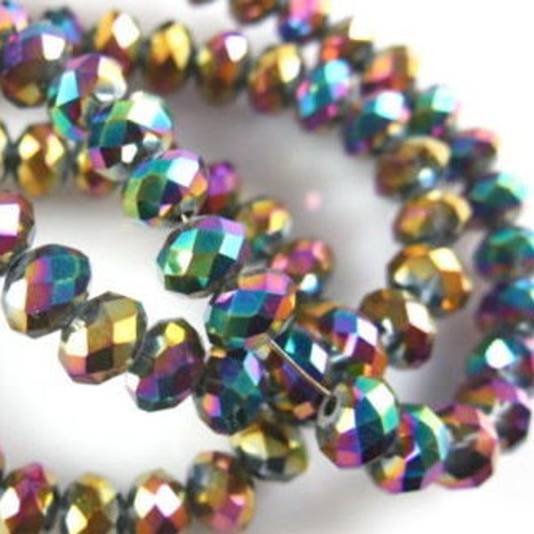 72+/- 10mm METALLIC Rainbow Crystals Beads 8x10mm IRIS Peacock Rondelles Like Chinese 10x8mm VITRAIL 2X Diy Jewelry Making Supplies