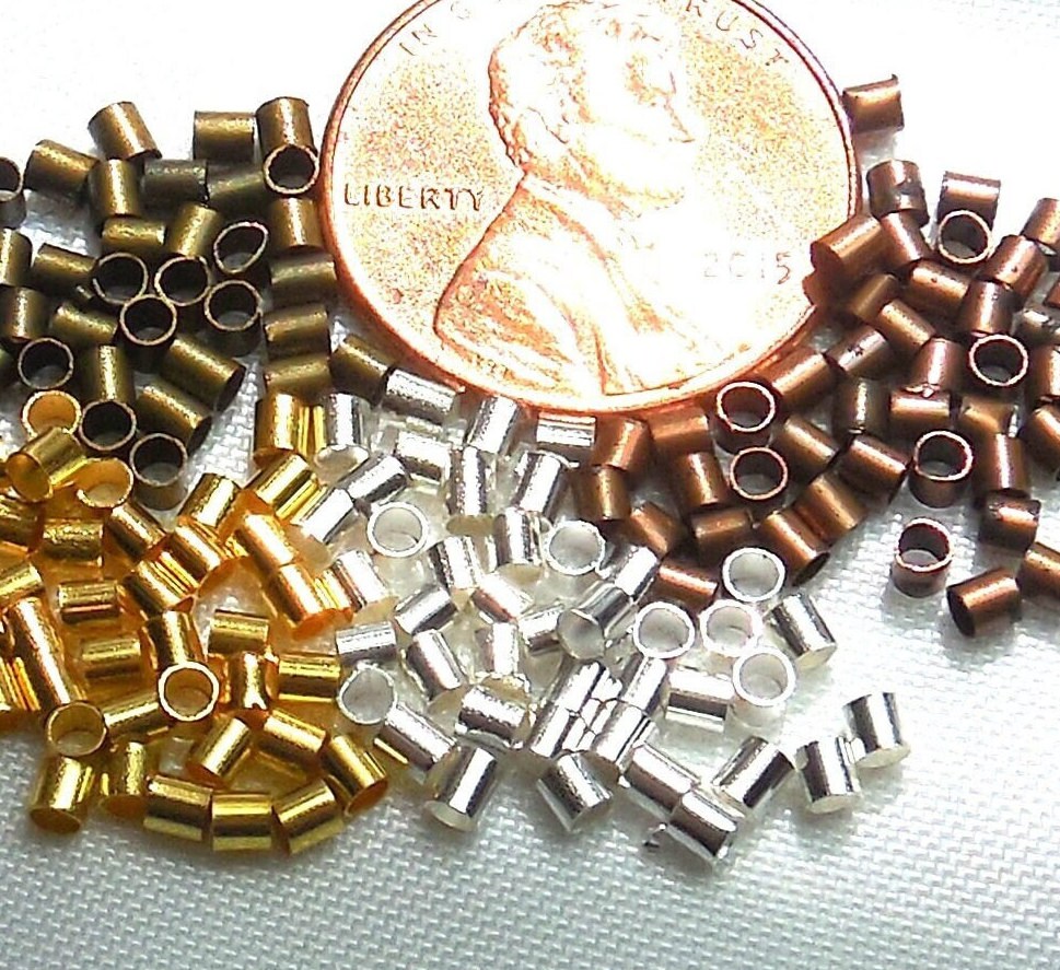 1/2oz) Approximately 380 Gold Plated 2x1.5mm Crimp Tubes Crimping Beads