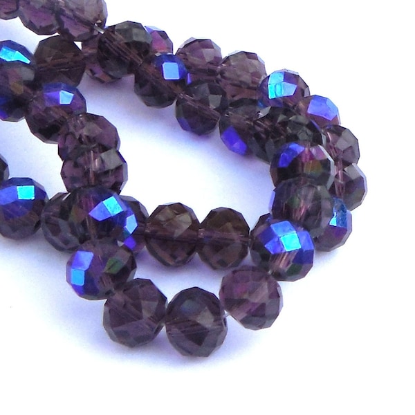 70+/-  10mm Purple AB* Crystals Beads 8x10mm DARK RAINBOW *Half-Blue Plated Rondelle 10x8mm Deep Tanzanite Chinese Diy Jewelry Making Supply