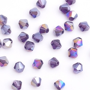 4mm Purple AB* Crystal BICONE Beads Dark Violet Rainbow* Faceted Glass Chinese Deep Tanzanite  Aurora* Diy Jewelry Making Supply APX 200pcs