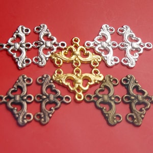 Multi-Strand Connector Charms Copper/Silver/Bronze/Gold 1-to-3 hole FILIGREE Chandelier Earring Component Pb/Ni Free* Diy Beading 20+** BULK