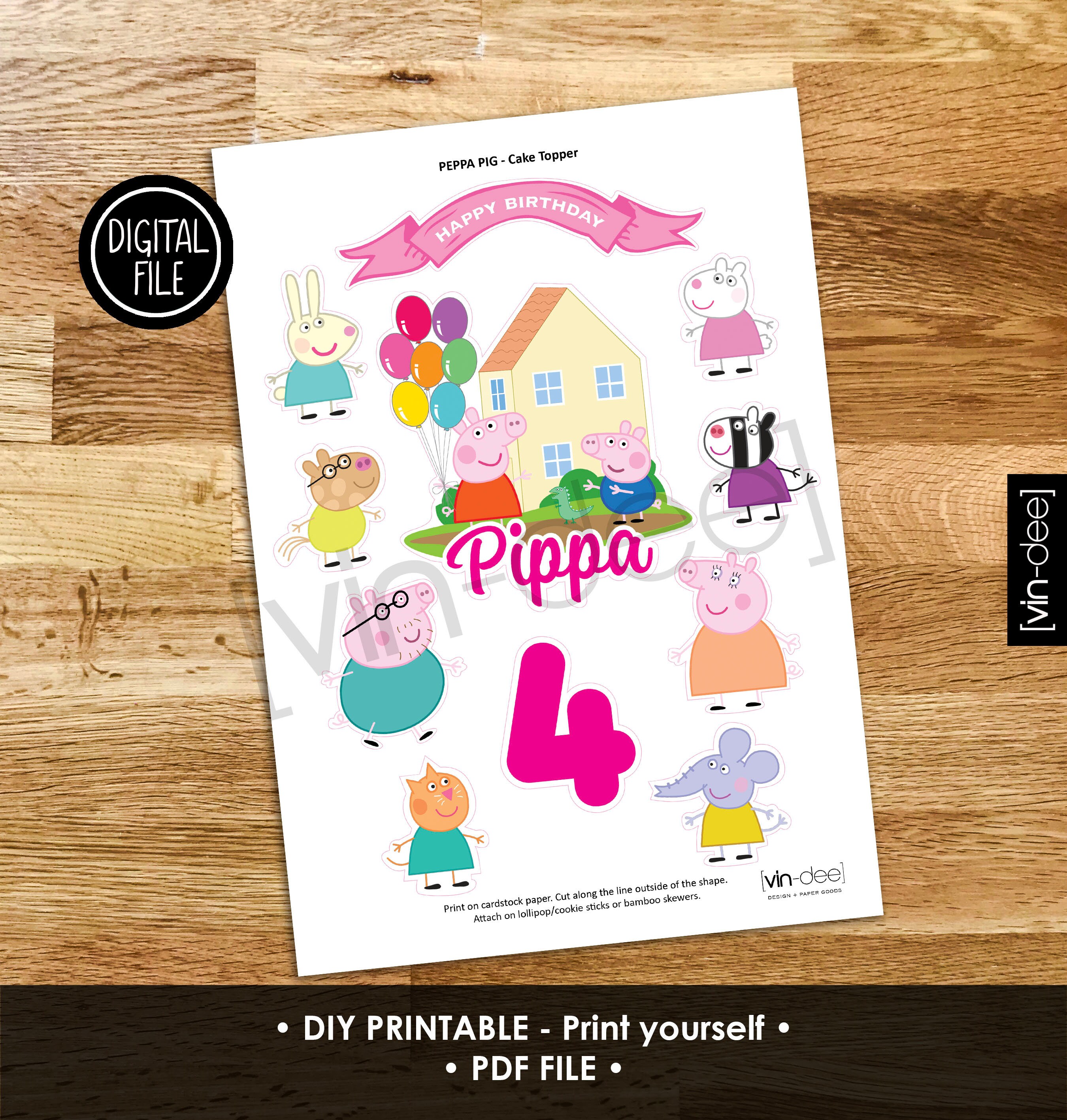 Peppa Pig Cake Topper Template