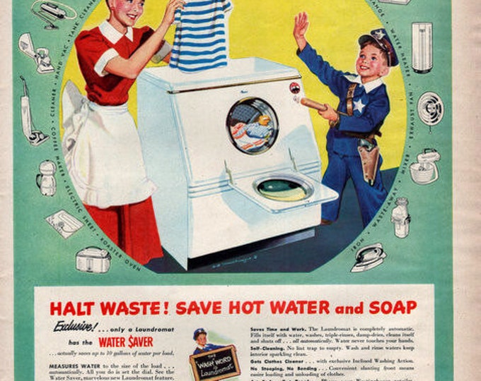 1949 Westinghouse Laundromat Washer Print Ad Laundry Washing Etsy