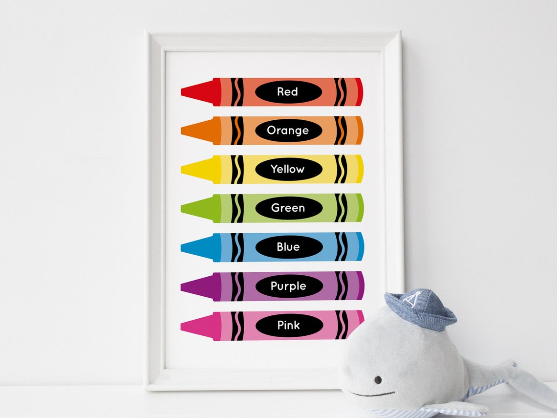 Crayon Colours Nursery Printable Educational Poster Fun Etsy