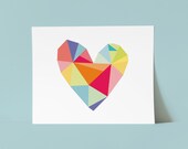 Geometric heart print, colorful diy valentine gift, printable