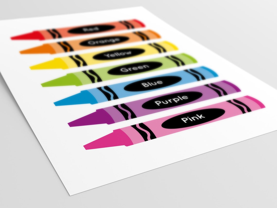 Crayon Colours Nursery Printable Educational Poster Fun Etsy