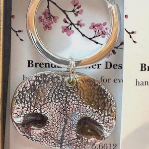 Dog Keychain - Dog Nose Print - Dog Nose Necklace - Puppy Print - Sterling Silver Necklace - Pet Lover Keyring - Pet Lover - Pet Keepsake