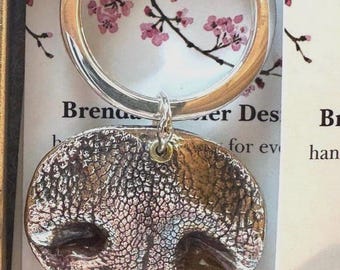 Custom Sterling Silver Pet Nose Keychain – Dog Memorial Keepsake