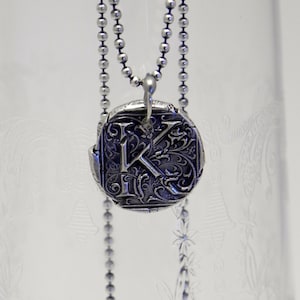 Custom Silver Wax Seal Initial Necklace