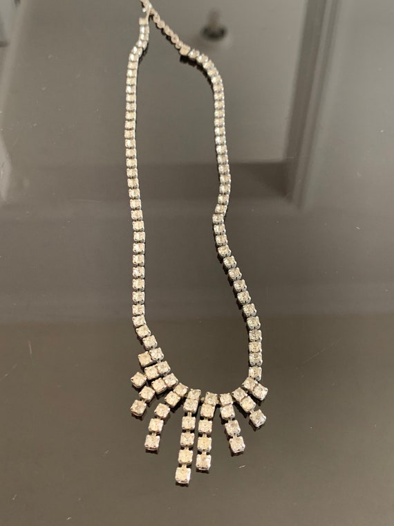 Rhinestone Art Deco Art Nouveau Choker Necklace - image 2