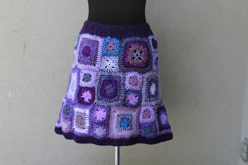 Purple crocheted A-line skirt