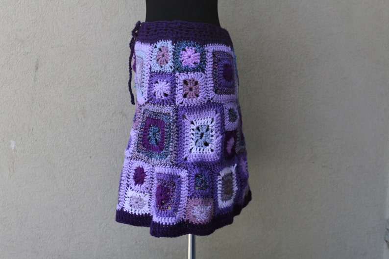 Purple crocheted A-line skirt