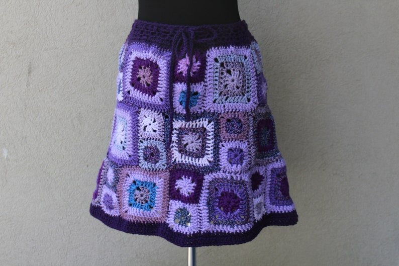 Purple crocheted A-line skirt
