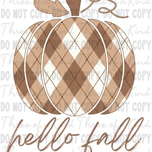 Hallo herfst Argyle pompoenontwerp beschikbaar in 300PNG
