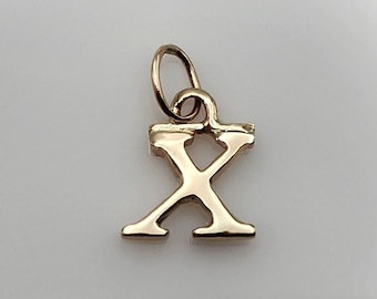 VINTAGE | Solid 10K Gold Letter X Mini Initial Pendant Charm — Upcycled