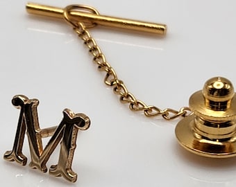 VINTAGE |  Solid 14K Gold Letter M Tie Pin Tack — by Anson