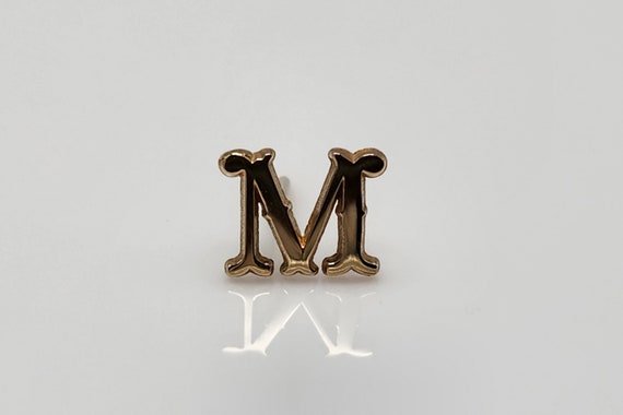 Tie Tack — Letter M Solid 14K Gold Vintage Letter… - image 8