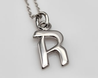 VINTAGE | RARE | Sterling silver letter R initial necklace with bonus 10K white gold chain