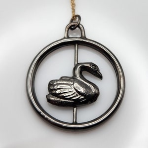 UPCYCLED | Solid 14K + 18K Gold, Black Rhodium and Diamond Swan Necklace