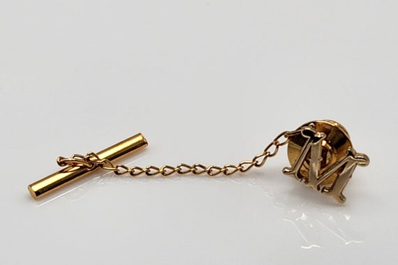 Tie Tack — Letter M Solid 14K Gold Vintage Letter… - image 7