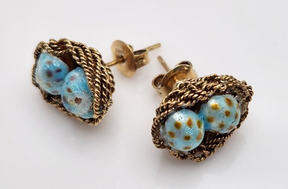 Earrings — Vintage Robin Egg Blue Sterling Silver… - image 6