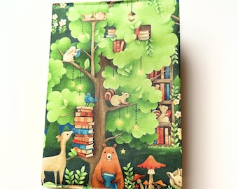 Reading Animals Notebook Journal with Removable Cover, A5 Size, 120 Lined Pages, Librarian or Woodland Forest Lovers Gift, Blank Book