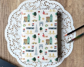 I Love New York Notebook Journal with Removable Cover, A5 Size, 120 Lined Pages, Travel Souvenir, NYC Handmade, Reusable Blank Book