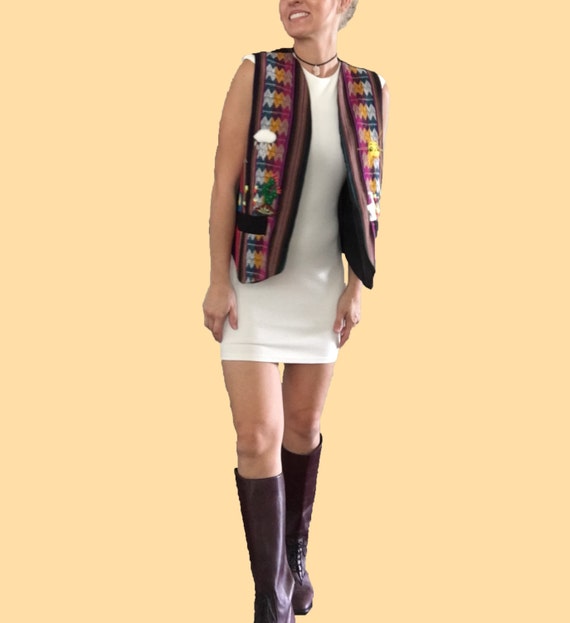 Cactus Embroidered Vest Boho Chic Vest Aztec Vest Hand Embroidered Vest Smiling Sunshine Striped Vest Unique Vest Aztec Top