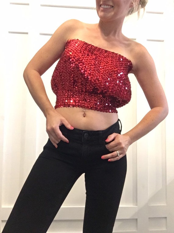 Sequin Strapless Top Festival Fancy Dress Green