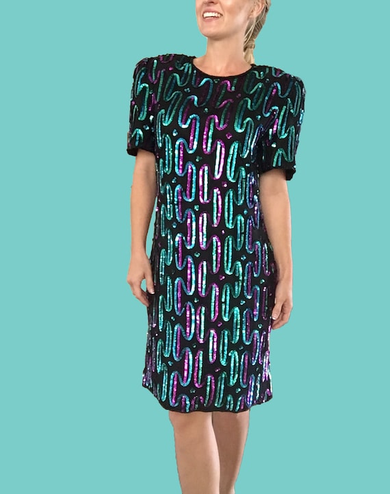 next teal sequin dress