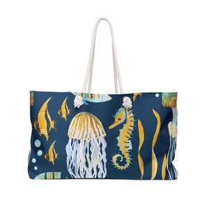 Ocean Themed Weekender Bag, Stylish Travel Tote, Beach Essentials, Summer Vibes, Swim Bag, Eco-Friendly Gift, Nautical Beach Tote Bag
