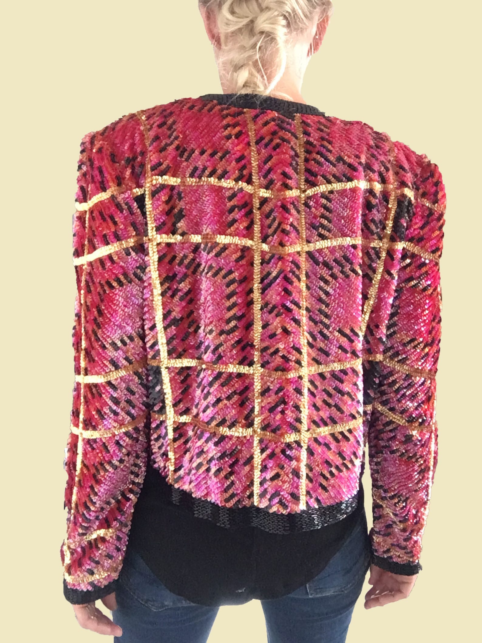 Womens Pink and Gold Sequin Jacket/ Spring Sequin Jacket/ Pink Etsy