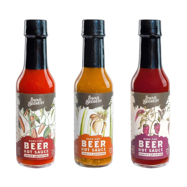 Beer-infused Hot Sauce (3-Pack) - Must-have Gift For Beer Lovers, Foodies, and Hot Sauce Connoisseurs - Made in USA