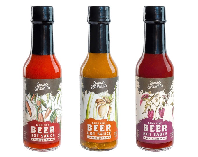 Beer-infused Hot Sauce (3-Pack) - Must-have Gift For Beer Lovers, Foodies, and Hot Sauce Connoisseurs - Made in USA