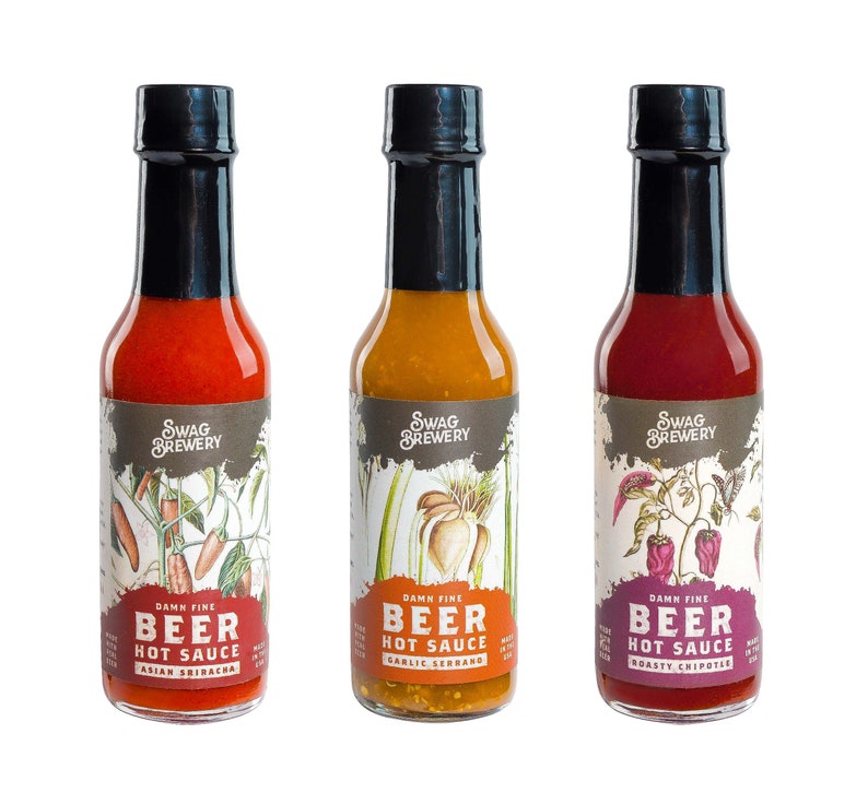 Beer-infused Hot Sauce (3-Pack) - Must-have Gift For Beer Lovers, Foodies, and Hot Sauce Connoisseurs - Made in USA 