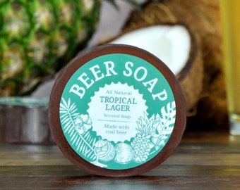 Beer Soap (Tropical Lager) - All Natural + Made in USA - Actually Smells Good! Perfect Gift For Beer Lovers
