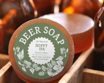 Beer Soap (Hoppy IPA) - All Natural + Made in USA - Actually Smells Good! Perfect Gift For Craft Beer Lovers, Dad Gift, Man Gift, Beer Gift