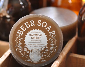 Beer Soap (Oatmeal Stout) - All Natural + Made in USA - Actually Smells Good! Great Beer Gift