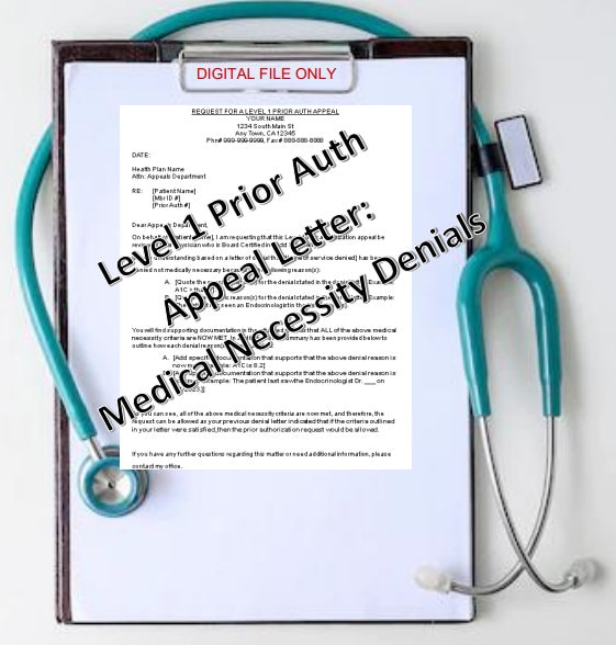 Health Insurance Appeal Letter Template for Not Medically Necessary