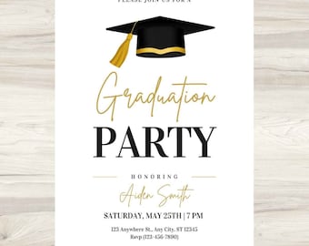 Graduation invite digital editable graduate invitation, Graduation party invite high school grad or college, editable template in Canva