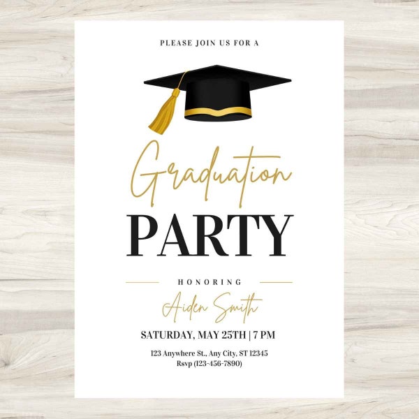 Graduation invite digital editable graduate invitation, Graduation party invite high school grad or college, editable template in Canva
