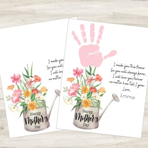 Cadeau fête des mères imprimable enfants empreinte de main art souvenir, artisanat parent enseignant pour la maternelle et la maternelle, cadeau personnalisé fait main pour maman