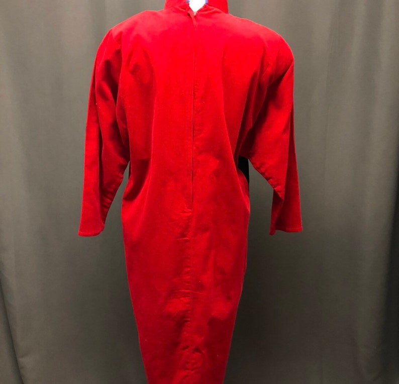 Vintage corduroy 80s printed dress Koi fish