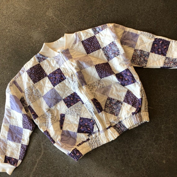 Vintage patchwork jacket 80s bomber style quilt co